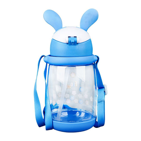 Rabbit & Floral Plastic Water Bottle With Strap, 600ml Capacity, Green, LY-271 - Image 2