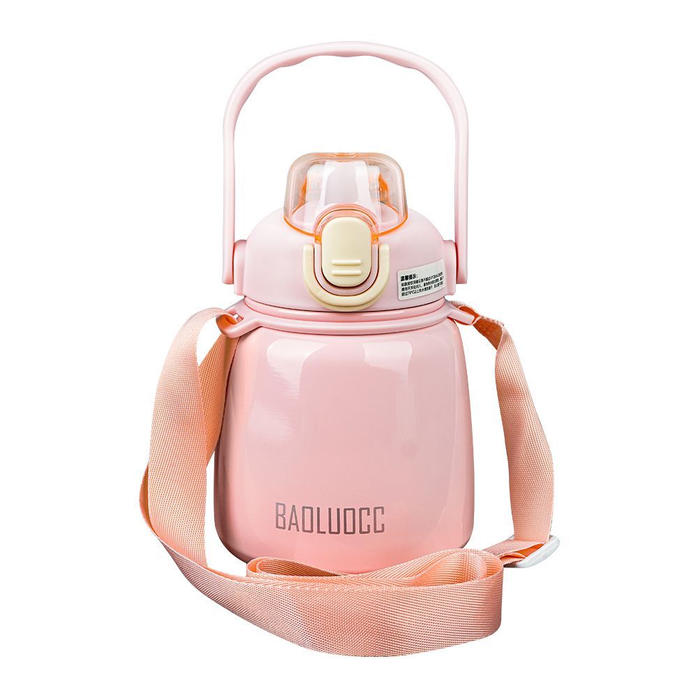 Hande Pot Plastic Thermos With Strap, 650ml Capacity, Pink, Creative Water Bottle, XW8659A - Main Image