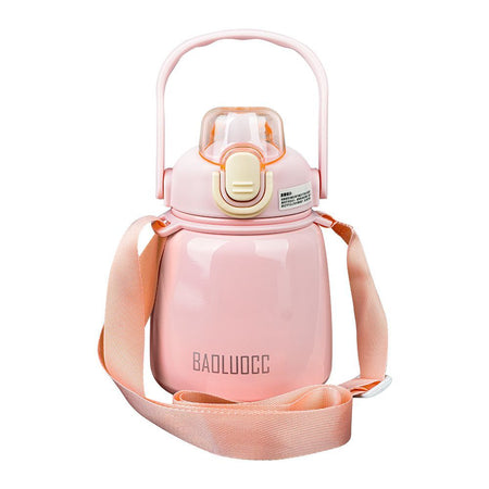 Hande Pot Plastic Thermos With Strap, 650ml Capacity, Pink, Creative Water Bottle, XW8659A - Main Image