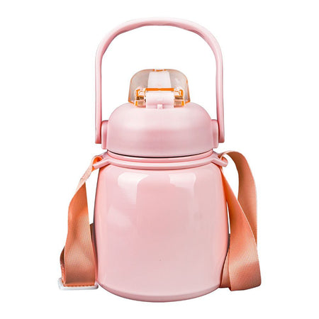 Hande Pot Plastic Thermos With Strap, 650ml Capacity, Pink, Creative Water Bottle, XW8659A - Image 2
