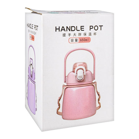 Hande Pot Plastic Thermos With Strap, 650ml Capacity, Pink, Creative Water Bottle, XW8659A - Image 3