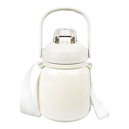 Hande Pot Plastic Thermos With Strap, 650ml Capacity, Off White, Creative Water Bottle, XW8659A - Image 2