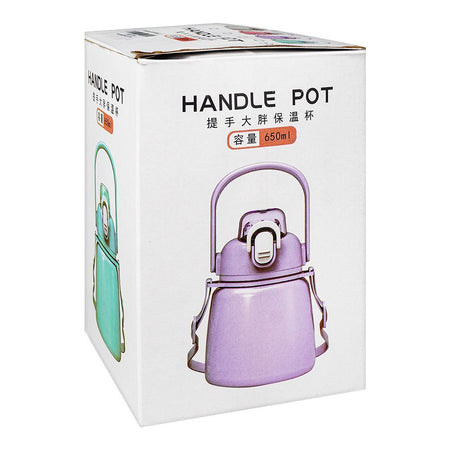 Hande Pot Plastic Thermos With Strap, 650ml Capacity, Purple, Creative Water Bottle, XW8659A - Image 3