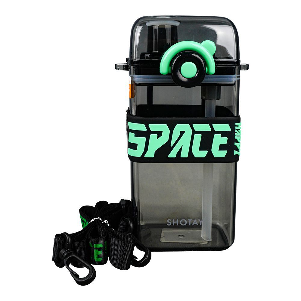 Happy Space Plastic Water Bottle With Strap, 500ml Capacity, Black, ST7101 - Main Image