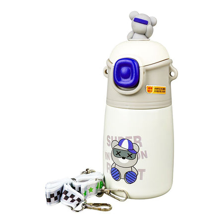 Moto Rabbit Plastic Thermos With Strap, Blue, Creative Water Bottle, FXD-7606 - Main Image