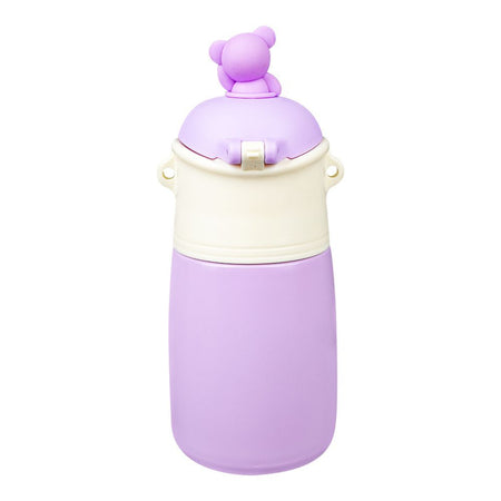 Moto Rabbit Plastic Thermos With Strap, Purple, Creative Water Bottle, FXD-7606 - Image 2