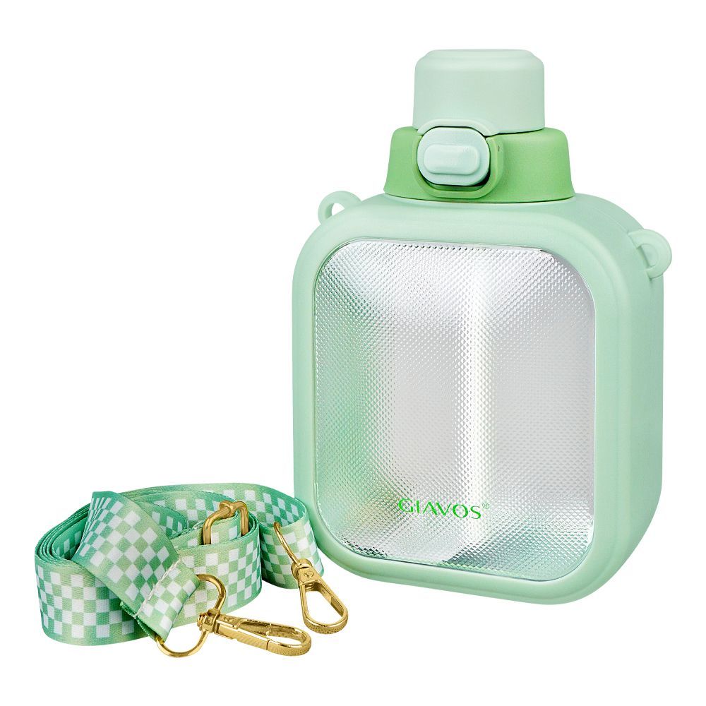 Giavos Fashion Plastic Cup Water Bottle With Strap, 700ml Capacity, Green, JG2575A - Main Image
