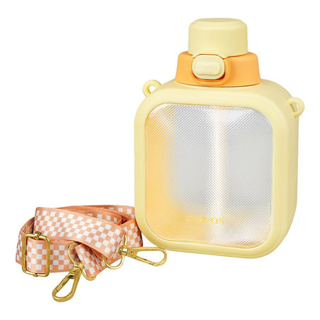 Giavos Fashion Plastic Cup Water Bottle With Strap, 700ml Capacity, Yellow, JG2575A - Main Image