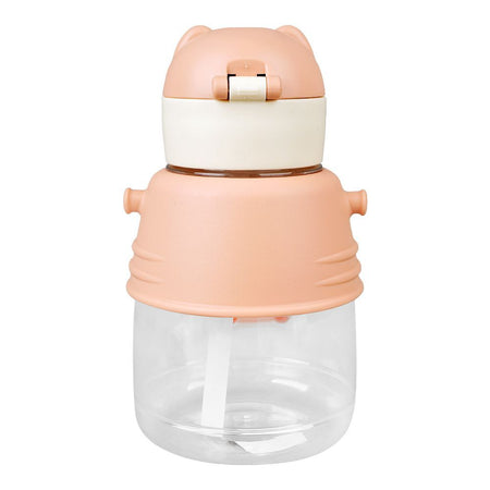 Bear Plastic Water Bottle With Strap, Light Brown, FW-7008 - Image 2