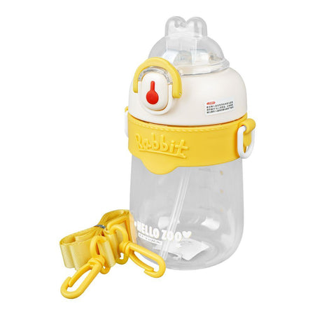 Rabbit Hello Zoo Plastic Water Bottle With Strap, 620ml Capacity, Yellow, YB0787 - Main Image