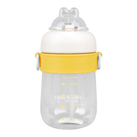 Rabbit Hello Zoo Plastic Water Bottle With Strap, 620ml Capacity, Yellow, YB0787 - Image 2