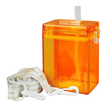Mahjong Shape Plastic Water Bottle With Strap, Orange, YF230913 - Main Image