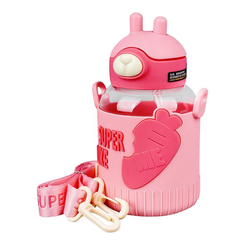 Super Like Me Plastic Water Bottle With Strap, Pink, XJX-SL2242 - Main Image