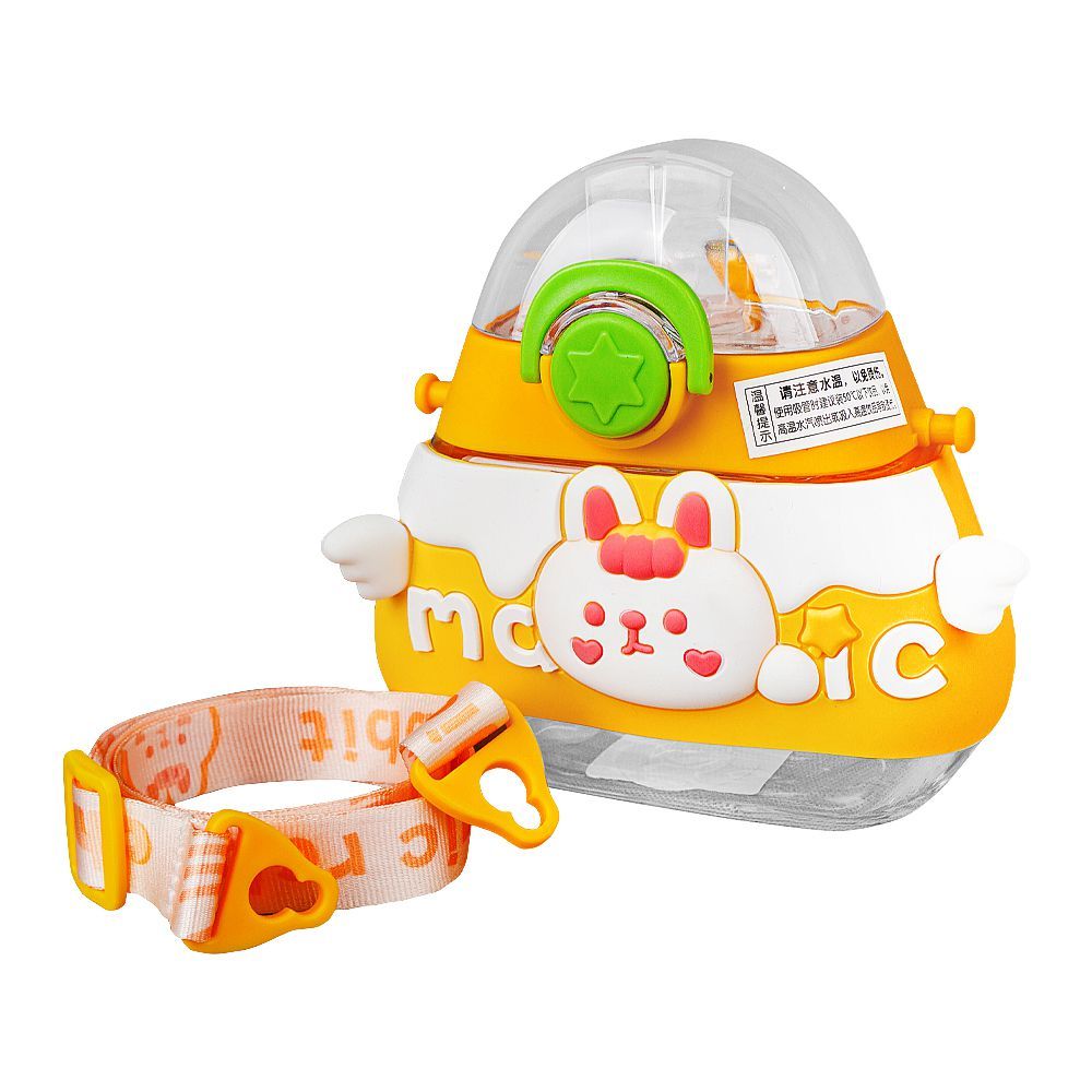 Rabbit Triangle Shape Plastic Water Bottle With Strap, 520ml Capacity, Yellow, 23133 - Main Image