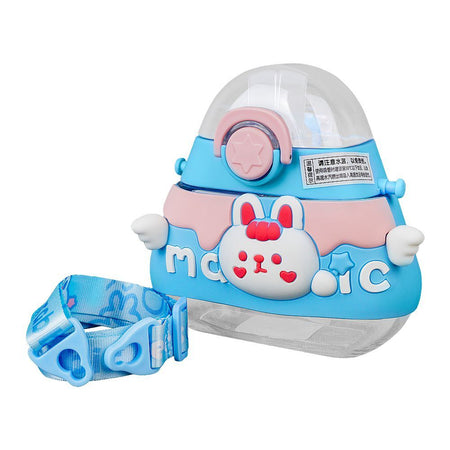 Rabbit Triangle Shape Plastic Water Bottle With Strap, 520ml Capacity, Light Blue, 23133 - Main Image
