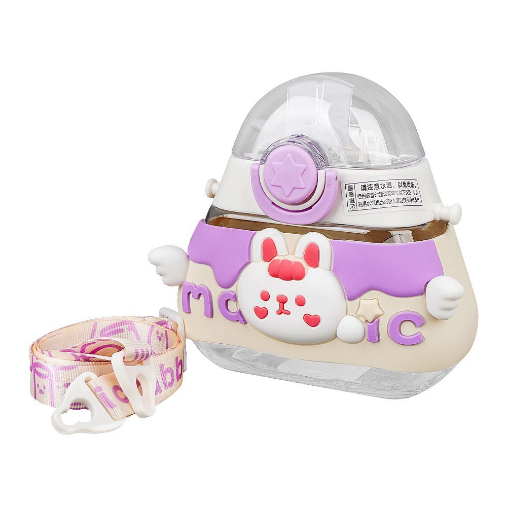 Rabbit Triangle Shape Plastic Water Bottle With Strap, 520ml Capacity, Purple, 23133 - Main Image
