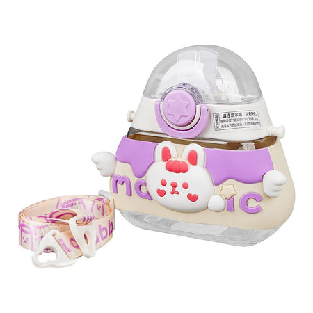 Rabbit Triangle Shape Plastic Water Bottle With Strap, 520ml Capacity, Purple, 23133 - Main Image