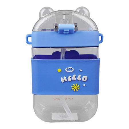 Hello Panda Plastic Water Bottle With Strap, Blue, YB0773 - Image 2