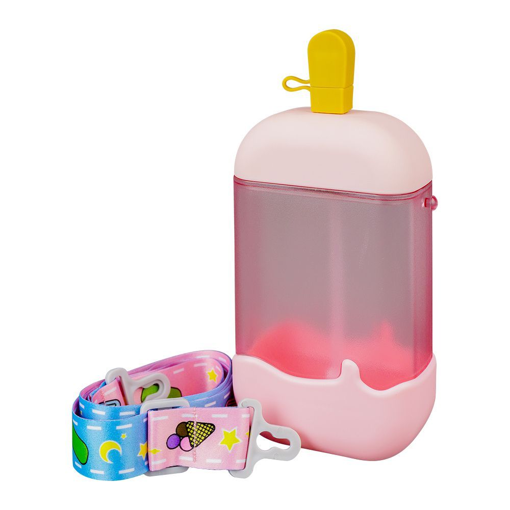 Ice Cream Shape Plastic Water Bottle With Strap, 400ml Capacity, Pink, YF2303 - Main Image