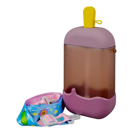Ice Cream Shape Plastic Water Bottle With Strap, 400ml Capacity, Dark Purple, YF2303 - Main Image