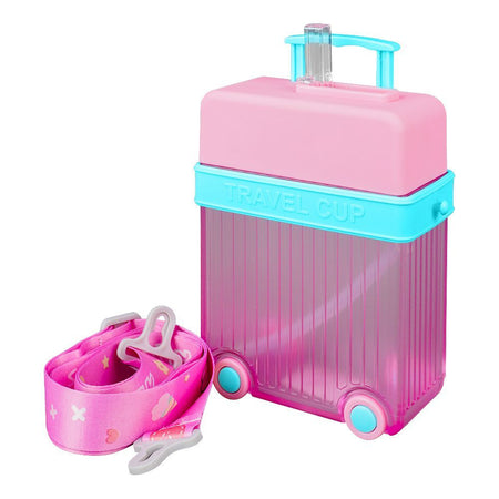 Luggage Travel Cup Plastic Water Bottle With Strap, 450ml Capacity, Pink, YF2307 - Main Image