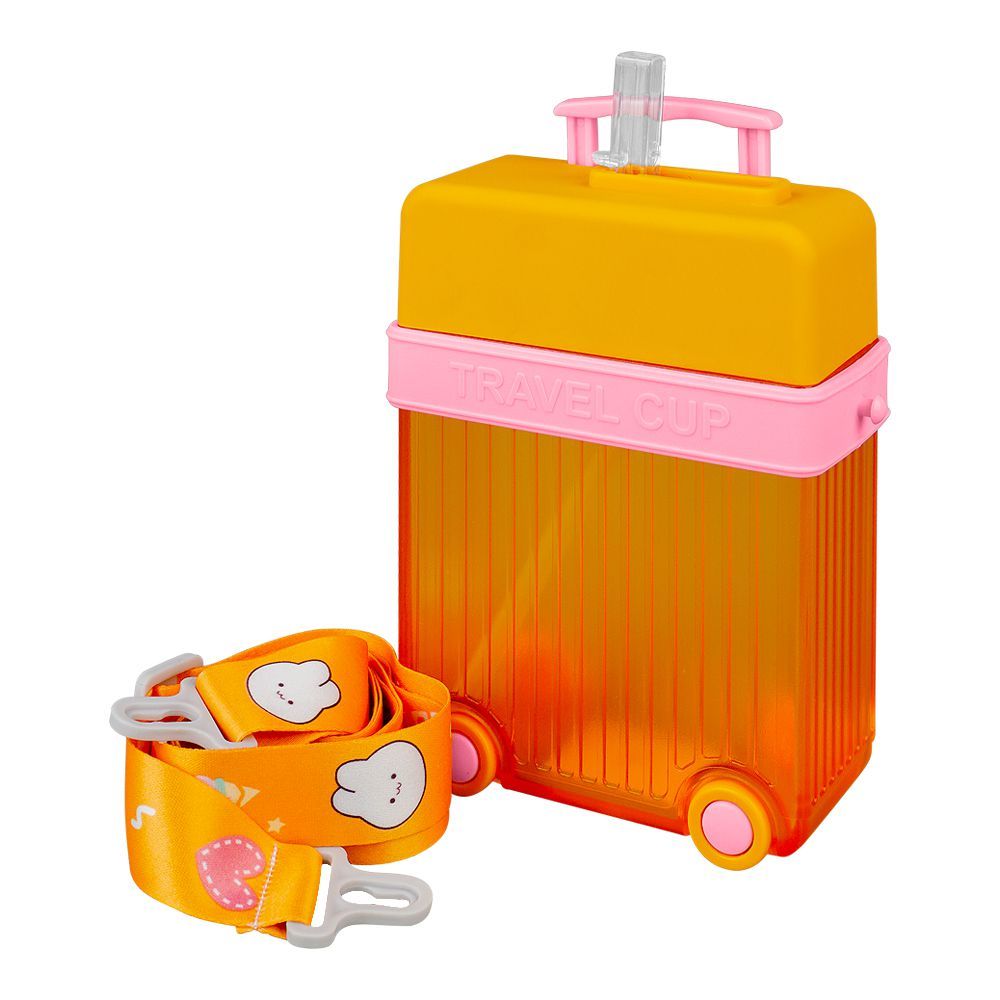 Luggage Travel Cup Plastic Water Bottle With Strap, 450ml Capacity, Orange, YF2307 - Main Image