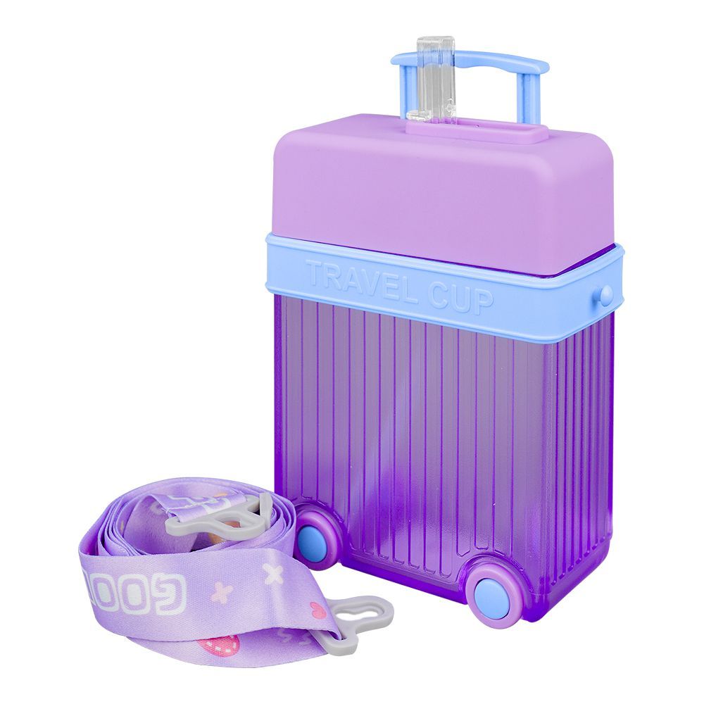 Luggage Travel Cup Plastic Water Bottle With Strap, 450ml Capacity, Purple, YF2307 - Main Image