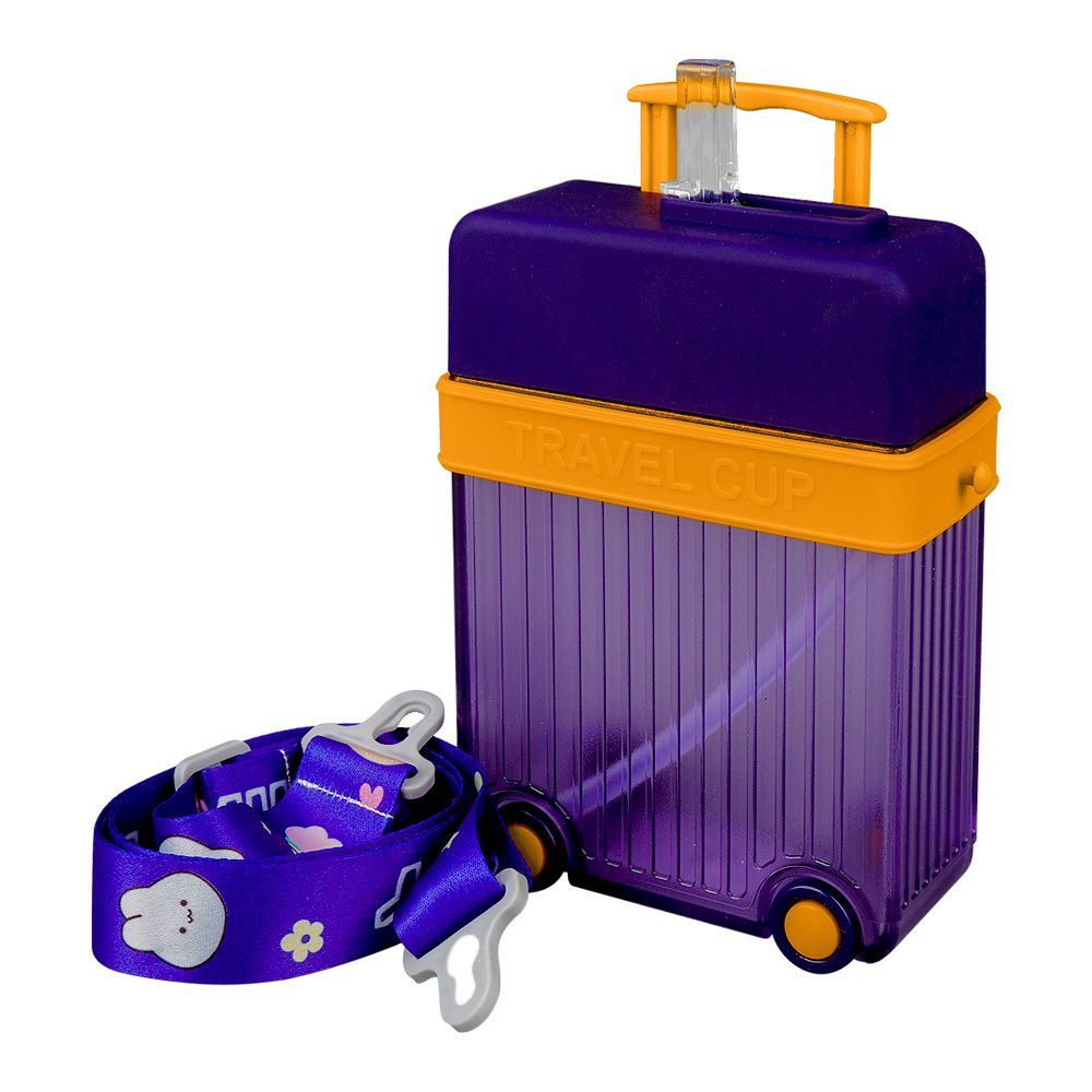 Luggage Travel Cup Plastic Water Bottle With Strap, 450ml Capacity, Dark Blue, YF2307 - Main Image