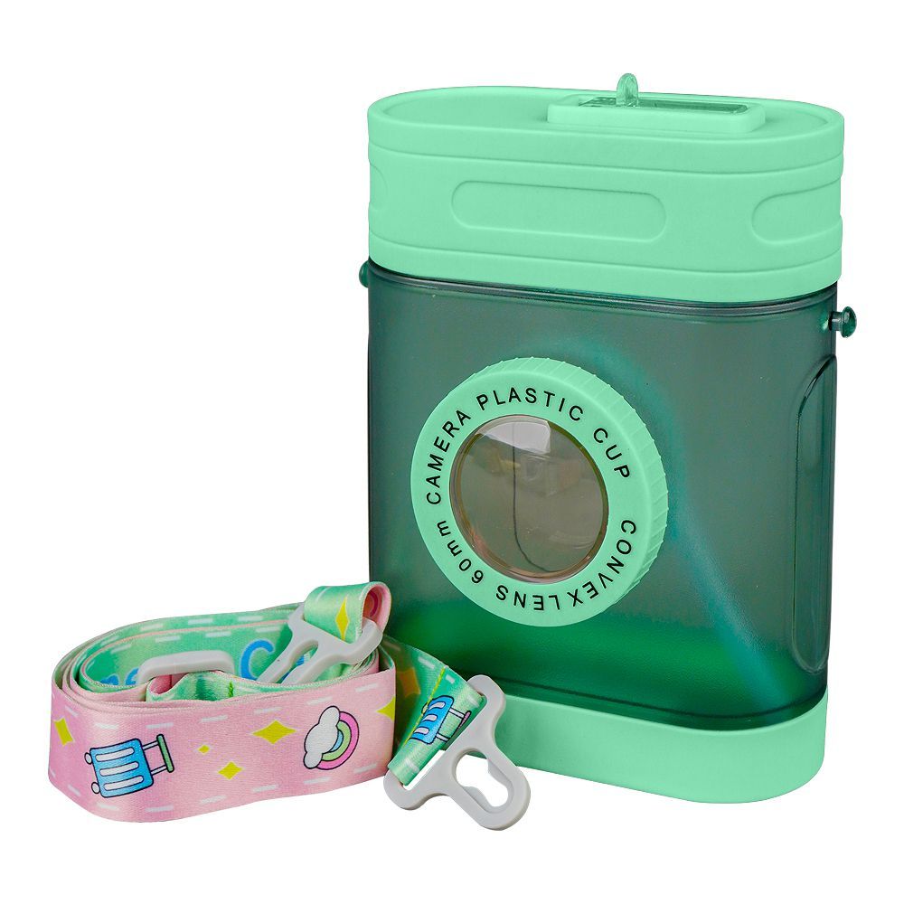 Convex Lens 60Mm Camera Plastic Cup Water Bottle With Strap, Sea Green, YF2301 - Main Image