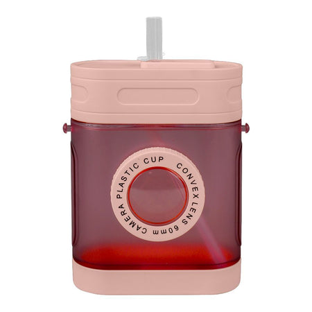 Convex Lens 60Mm Camera Plastic Cup Water Bottle With Strap, Pink, YF2301 - Image 2