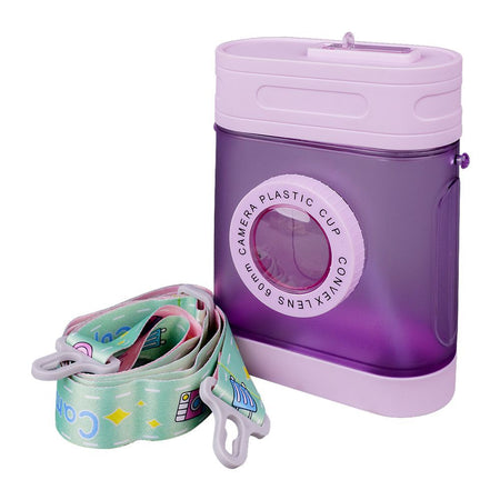 Convex Lens 60Mm Camera Plastic Cup Water Bottle With Strap, Purple, YF2301 - Main Image