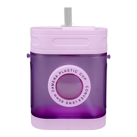 Convex Lens 60Mm Camera Plastic Cup Water Bottle With Strap, Purple, YF2301 - Image 2