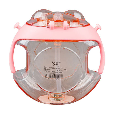 Doughnut Spray Cup Plastic Water Bottle With Strap, 450ml Capacity, Pink, TQ1029 - Image 2