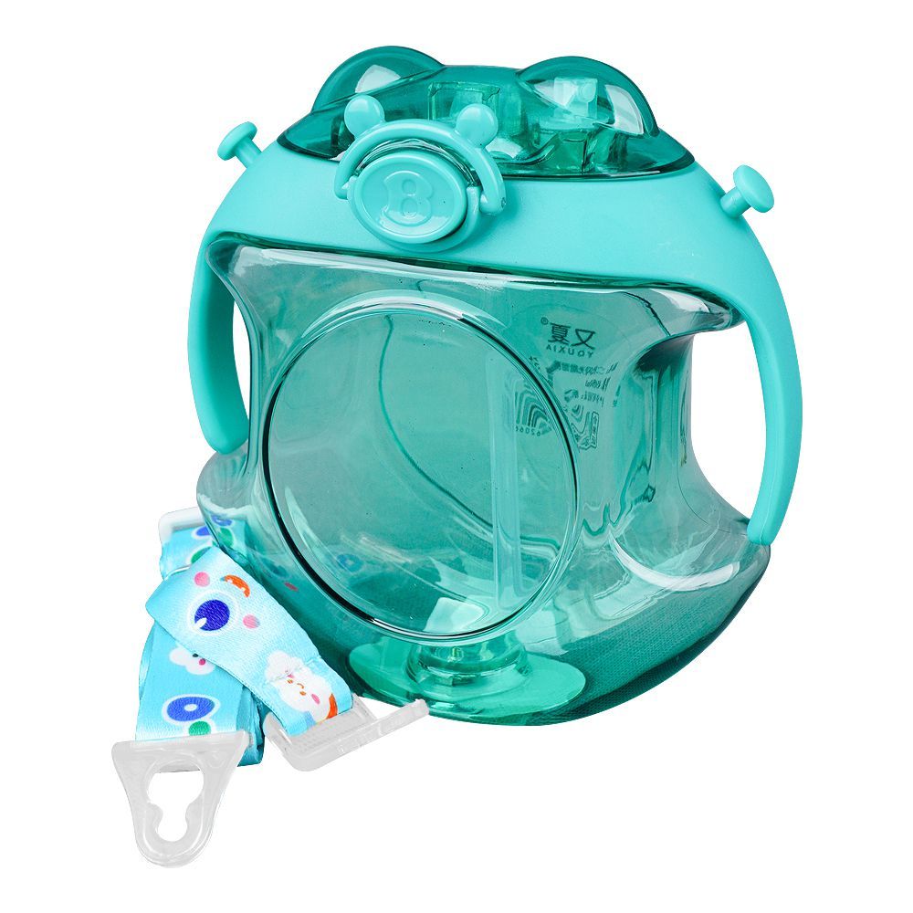 Doughnut Spray Cup Plastic Water Bottle With Strap, 450ml Capacity, Green, TQ1029 - Main Image
