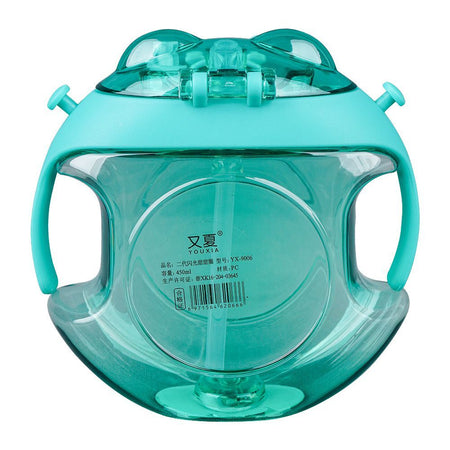 Doughnut Spray Cup Plastic Water Bottle With Strap, 450ml Capacity, Green, TQ1029 - Image 2
