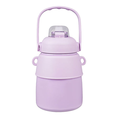 Astronaut Plastic Vacuum Thermos Cup With Strap & Handle, 850ml, Leakproof, Purple, XW8673 - Image 2