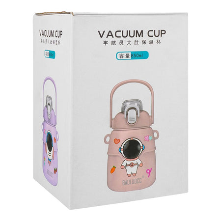 Astronaut Plastic Vacuum Thermos Cup With Strap & Handle, 850ml, Leakproof, Off White, XW8673 - Image 3