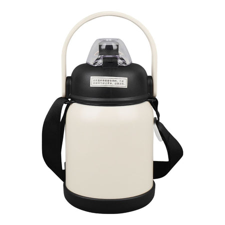 Cartoon 316 Stainless Steel Thermos Cup With Strap & Straw, Leakproof, Off White, 700ml Capacity, NYB2022073 - Image 2