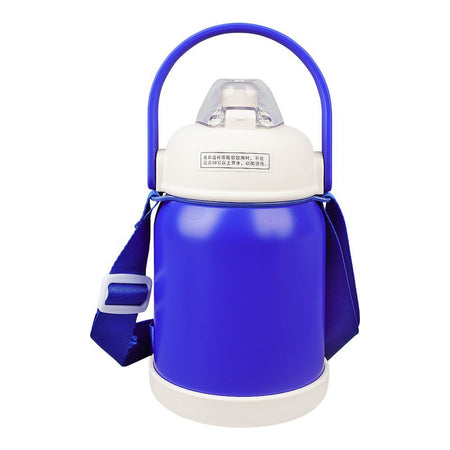 Cartoon 316 Stainless Steel Thermos Cup With Strap & Straw, Leakproof, Blue & White, 700ml Capacity, NYB2022073 - Image 2
