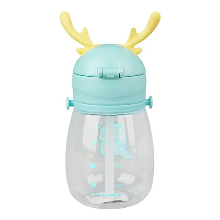Trendy Cute Plastic Water Bottle With Strap & Straw, Leakproof, Sea Green, YB0730 - Image 2