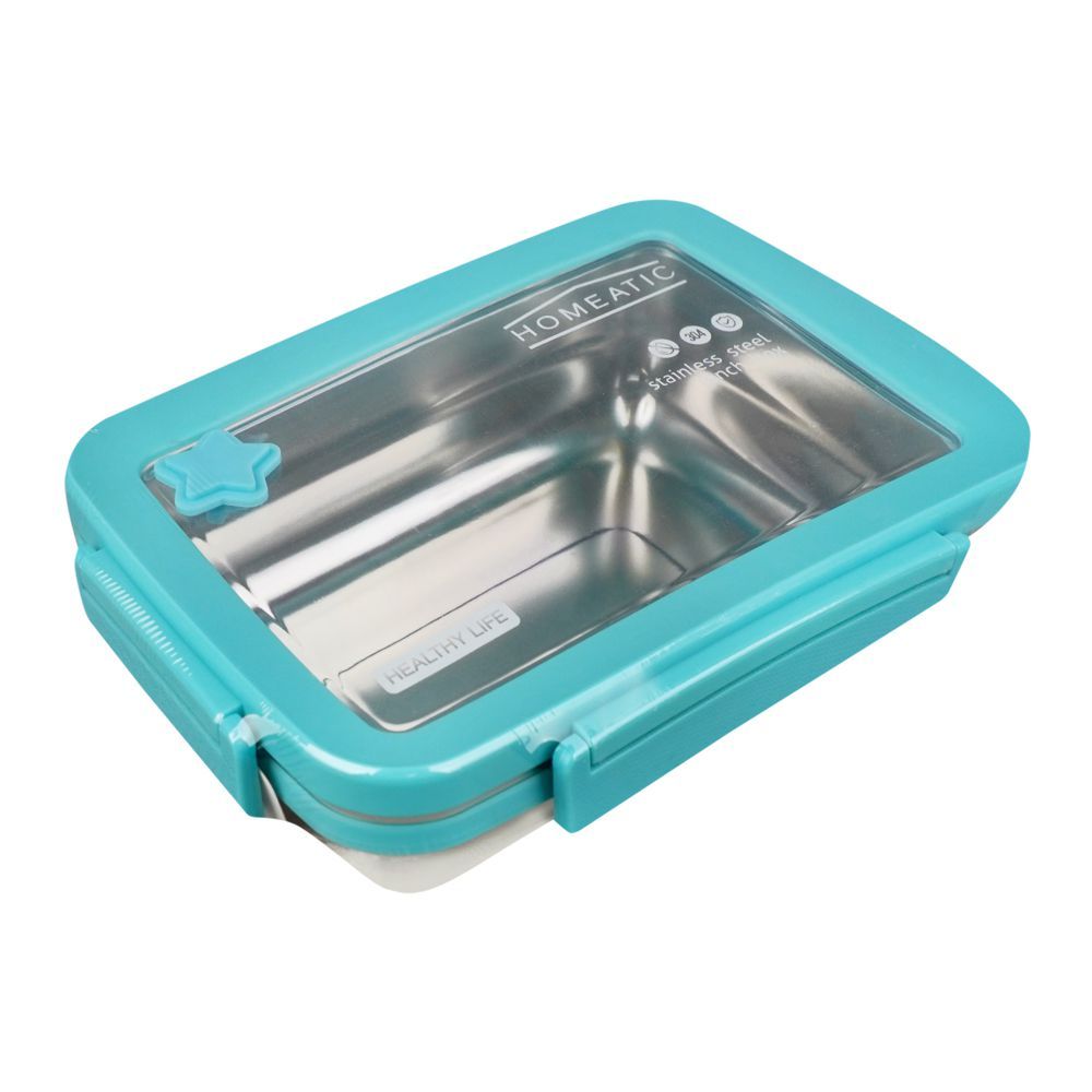 Homeatic Stainless Steel Lunch Box, Single Compartment, 900ml Capacity, Blue, HMT-001 - Main Image