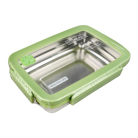 Homeatic Stainless Steel Lunch Box, Single Compartment, 900ml Capacity, Green, HMT-001 - Main Image