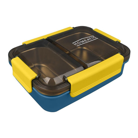 Homeatic Stainless Steel Lunch Box, Two Compartments, 750ml Capacity, Blue, HMT-004 - Main Image