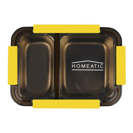 Homeatic Stainless Steel Lunch Box, Two Compartments, 750ml Capacity, Blue, HMT-004 - Image 2