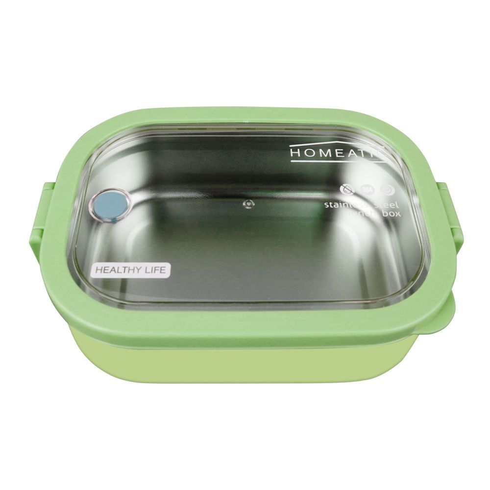 Homeatic Stainless Steel Lunch Box, Single Compartment, 1300ml Capacity, Green, HMT-006 - Main Image