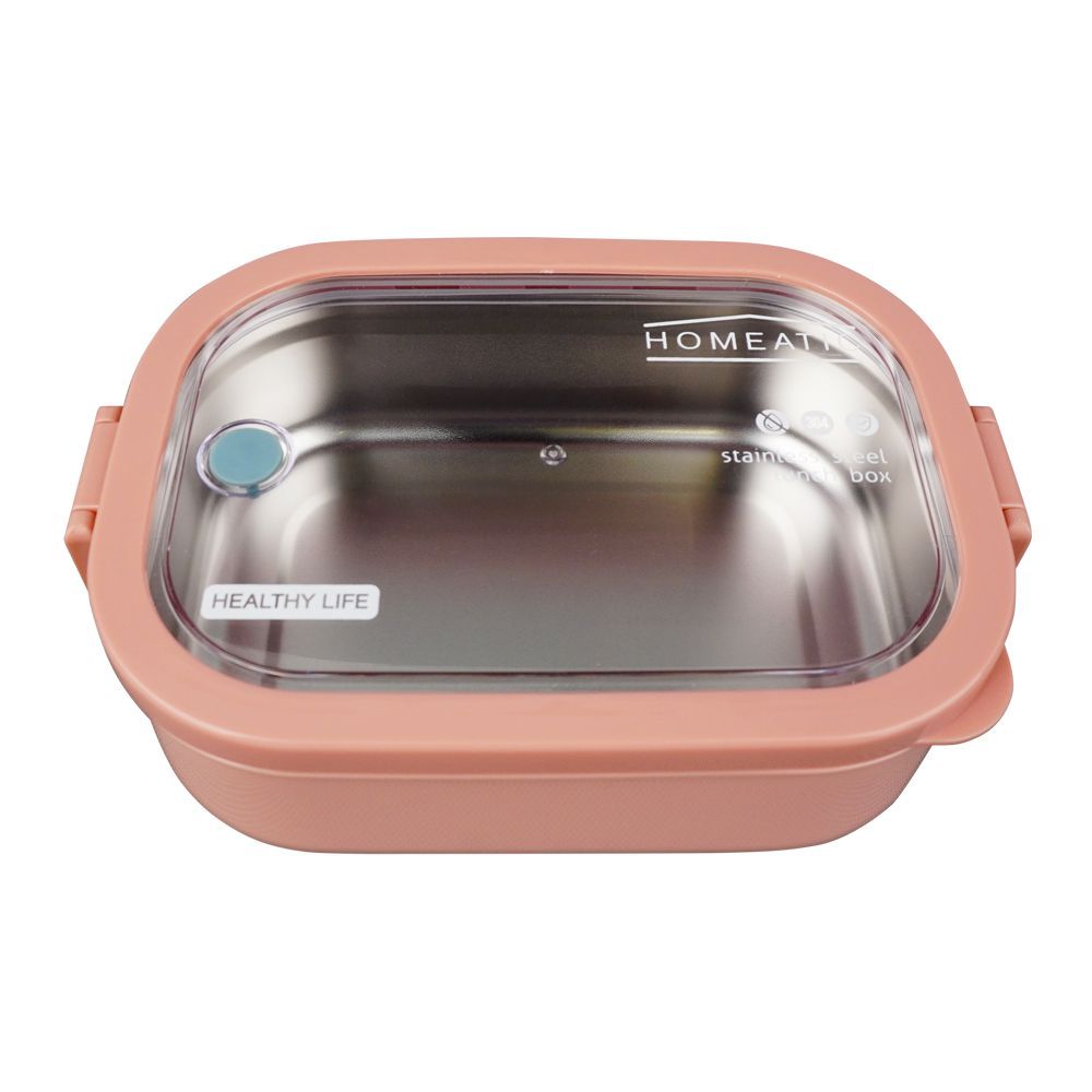 Homeatic Stainless Steel Lunch Box, Single Compartment, 1300ml Capacity, Pink, HMT-006 - Main Image