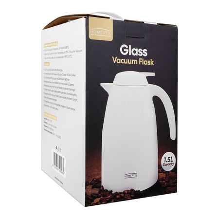Homeatic Glass Vacuum Flask, 1.5 Liter Capacity, White, HMV-1001 - Image 2