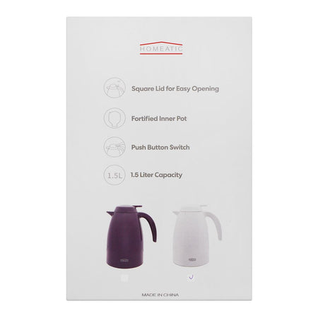 Homeatic Glass Vacuum Flask, 1.5 Liter Capacity, White, HMV-1001 - Image 3