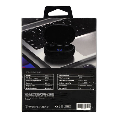West Point Sound Stream Wireless ANC Earbuds, Black, WP-100 - Image 3