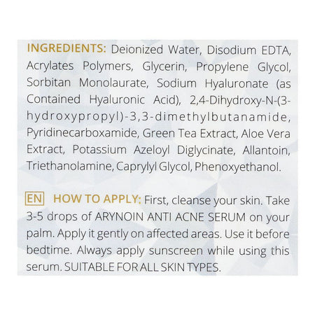 Pharma Health Arynoin Serum, Anti Acne Serum, For All Skin Types, 4 In 1 Formula, 20ml - Image 5